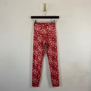 Beyond Yoga High Waisted Leggings Floral Orange Cream USA Made XS Boho Pilates